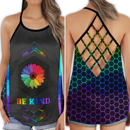 LGBT Love Sunflower Pride Floral Aesthetic Style - Hollow Tank Top