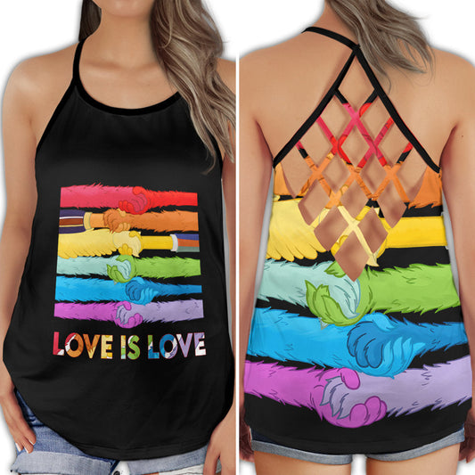 Love Is Love Hand Pride Vibes - Hollow Tank Top