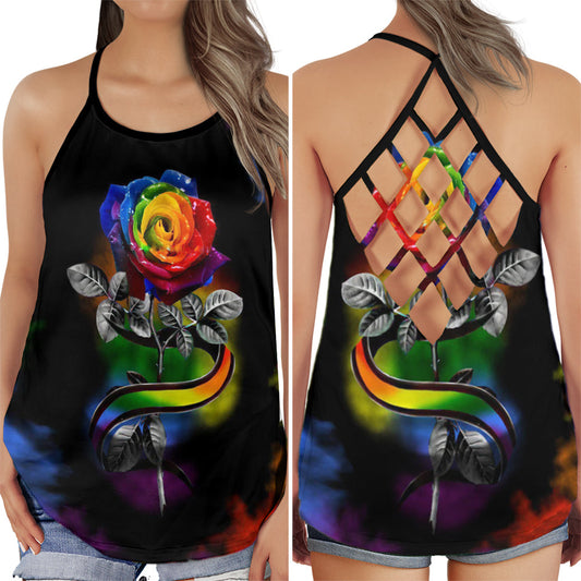 Rose Pride Love Vibes - Hollow Tank Top