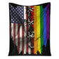 LGBT Rainbow American Flag 50 x 60 Inch Flannel Blanket For Cozy Bedroom And Sofa Decor