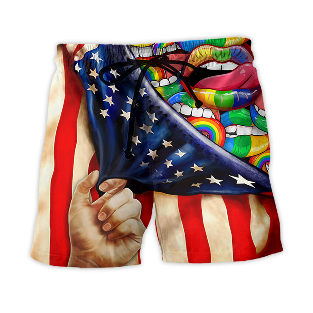 LGBT Pride Lip Love Rainbow Style – Beach Short