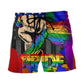 Beach Short / Adults / S LGBT Hand Love Is Love - Beach Short - BEAS02NDN030522 - Owls Matrix LTD