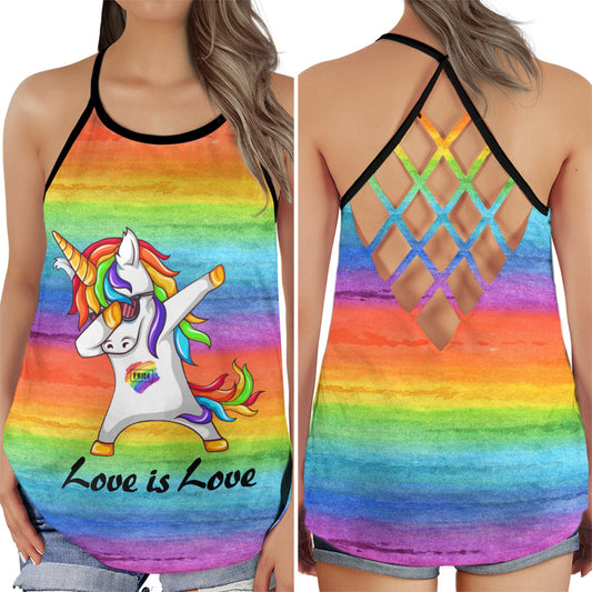 LGBT Unicorn Colorful Love Forever Fantasy Pride Art - Hollow Tank Top