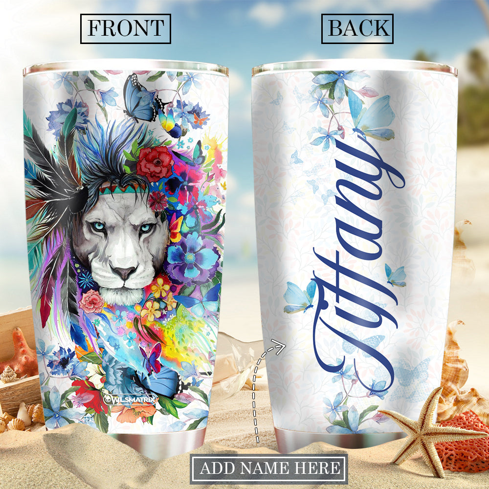 Lion Love Floral Personalized 20 Oz Tumbler For Travel Gifts