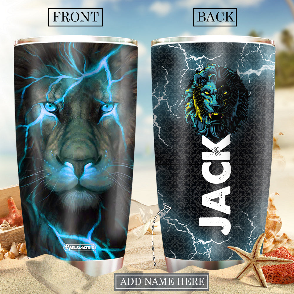 Lion Blue Black Personalized 20 Oz Tumbler For Travel Gifts