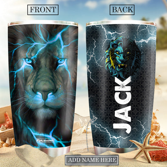 Lion Blue Black Personalized 20 Oz Tumbler For Travel Gifts