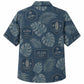 Labor Day Hawaiian Shirt- Aloha Island Badge Print on Faded Denim