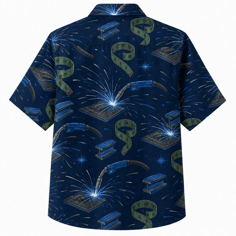 Labor Day Hawaiian Shirt Aloha Pocket Linen Print for the Holiday