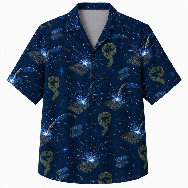 Labor Day Hawaiian Shirt Aloha Pocket Linen Print for the Holiday