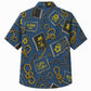 Labor Day Hawaiian Shirt- Aloha Signpost and Rope Knot Print in Denim