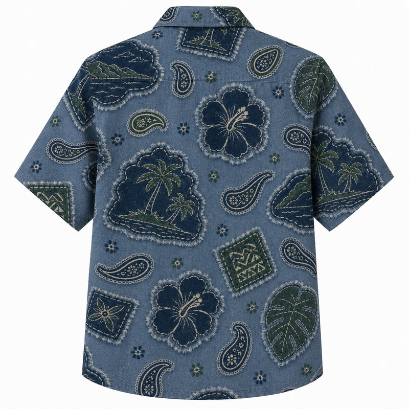 Labor Day Hawaiian Shirt- Bandana Paisley Island Print for the Long Weekend