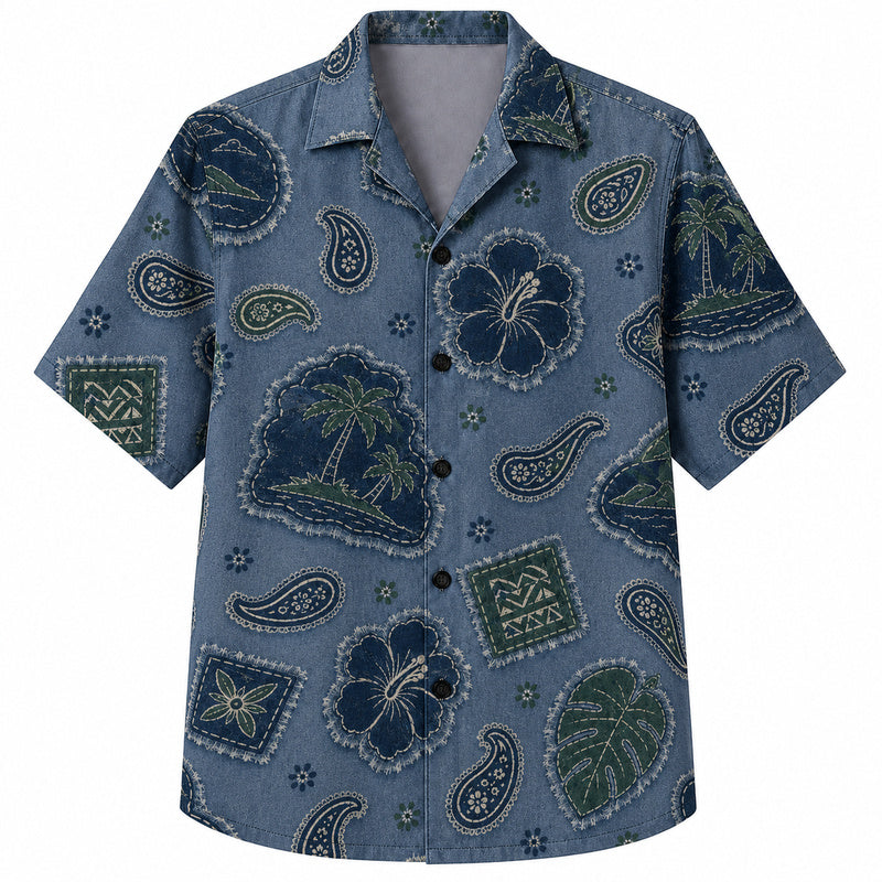 Labor Day Hawaiian Shirt- Bandana Paisley Island Print for the Long Weekend