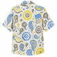 Labor Day Hawaiian Shirt- Bandana Paisley and Flag Rosette in Cream