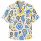 Labor Day Hawaiian Shirt- Bandana Paisley and Flag Rosette in Cream
