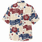 Labor Day Hawaiian Shirt- Banner Hibiscus Firework Print for Summer