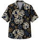 Labor Day Hawaiian Shirt- Batik Leaf and Cog Pattern for the Long Weekend