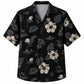 Labor Day Hawaiian Shirt- Black Denim Pocket and Hibiscus Print