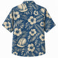 Labor Day Hawaiian Shirt- Blue Hibiscus and Safety Helmet Print