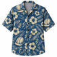 Labor Day Hawaiian Shirt- Blue Hibiscus and Safety Helmet Print