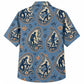 Labor Day Hawaiian Shirt- Blue Paisley and Worker Motif Print