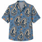 Labor Day Hawaiian Shirt- Blue Paisley and Worker Motif Print