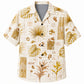 Labor Day Hawaiian Shirt- Blueprint Botanical Sketch on Ivory Paper