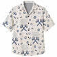 Labor Day Hawaiian Shirt Blueprint Firework Cream Print for the Holiday