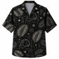 Labor Day Hawaiian Shirt- Blueprint Hard Hat and Palm Frond Print