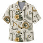 Labor Day Hawaiian Shirt- Blueprint Rope and Bloom Print for Summer