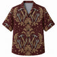 Labor Day Hawaiian Shirt- Burgundy Damask Hammer and Plier Print