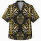 Labor Day Hawaiian Shirt- Chisel and Handsaw Damask in Black and Gold