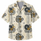 Labor Day Hawaiian Shirt- Cogwheel Bloom Stripe Print for Summer