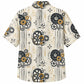 Labor Day Hawaiian Shirt- Cogwheel Bloom Stripe Print for Summer