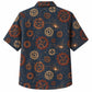 Labor Day Hawaiian Shirt- Cogwheel and Firework Spark Print on Navy