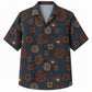 Labor Day Hawaiian Shirt- Cogwheel and Firework Spark Print on Navy