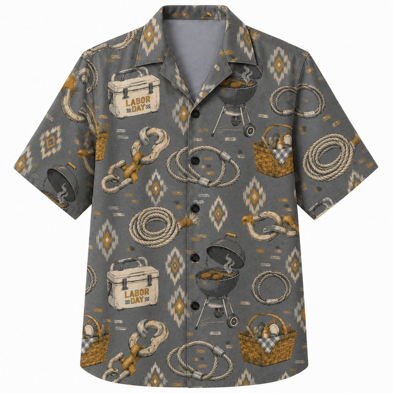 Labor Day Hawaiian Shirt- Cookout Cooler and Rope Print for Cookouts