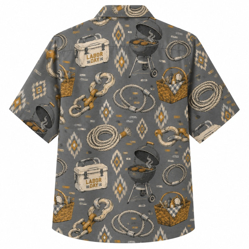 Labor Day Hawaiian Shirt- Cookout Cooler and Rope Print for Cookouts