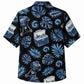 Labor Day Hawaiian Shirt- Cooler and Grill Leaf Print in Black