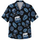 Labor Day Hawaiian Shirt- Cooler and Grill Leaf Print in Black