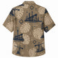 Labor Day Hawaiian Shirt- Crane Bridge Monstera Print for the Holiday