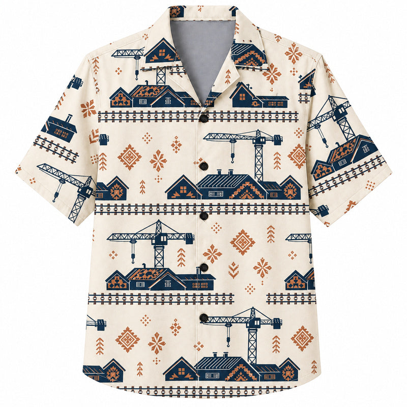 Labor Day Hawaiian Shirt- Crane Cottage Railway Design for the Long Weekend