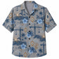 Labor Day Hawaiian Shirt- Crane Palm and Firework Skyline Print