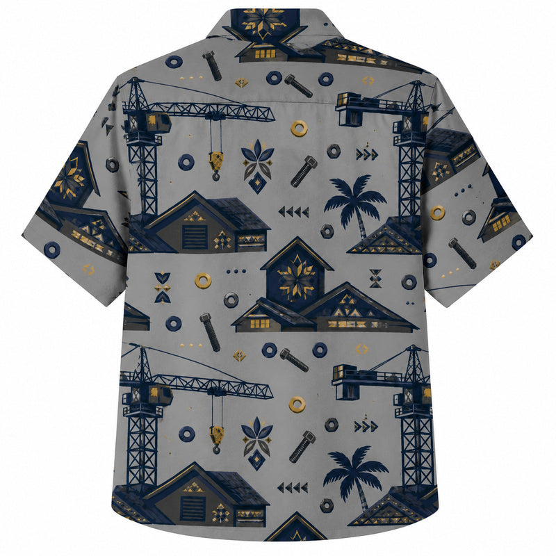 Labor Day Hawaiian Shirt- Crane Rooftop Palm Design for the Long Weekend