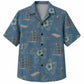 Labor Day Hawaiian Shirt- Crane Steel Frame and Hibiscus Print