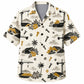 Labor Day Hawaiian Shirt- Crane and Palm Blueprint Print for Men