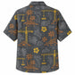 Labor Day Hawaiian Shirt- Crane and Palm Silhouette in Charcoal Grey