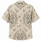 Labor Day Hawaiian Shirt- Cream Damask Crossed Tool and Bud Print