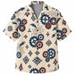 Labor Day Hawaiian Shirt- Cream Gear Diamond and Spark Print