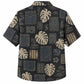 Labor Day Hawaiian Shirt- Denim Patchwork and Monstera Tiki Print