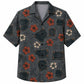 Labor Day Hawaiian Shirt- Denim Pocket and Hibiscus Print on Slate